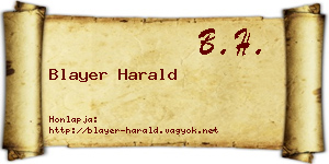 Blayer Harald névjegykártya